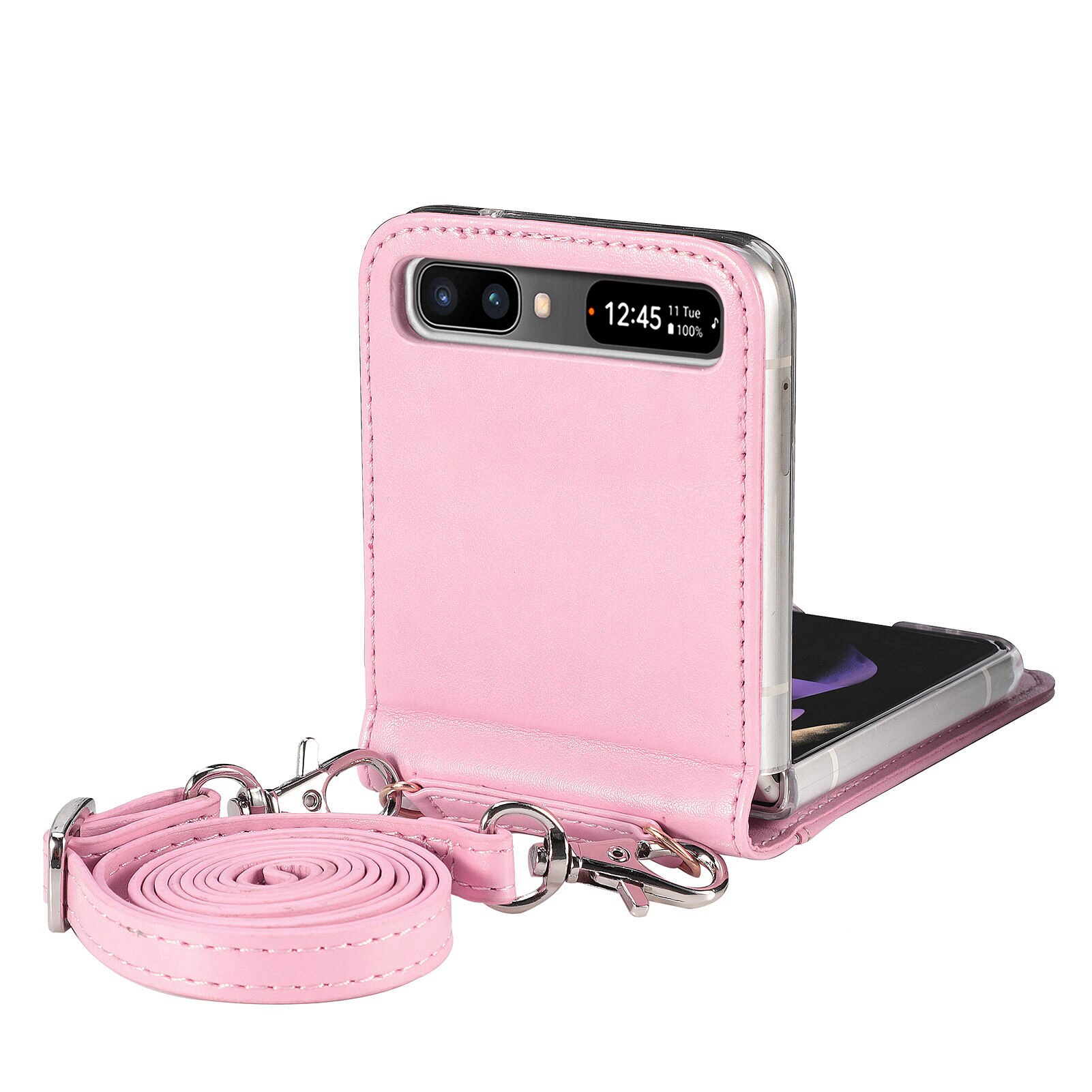 Mode Kaarthouder Flip Wallet Case Voor Samsung Galaxy Z Flip 3 5G Flip3 Bescherming Mobiele Telefoon Zak cover: for Galaxy Z Flip / Roze