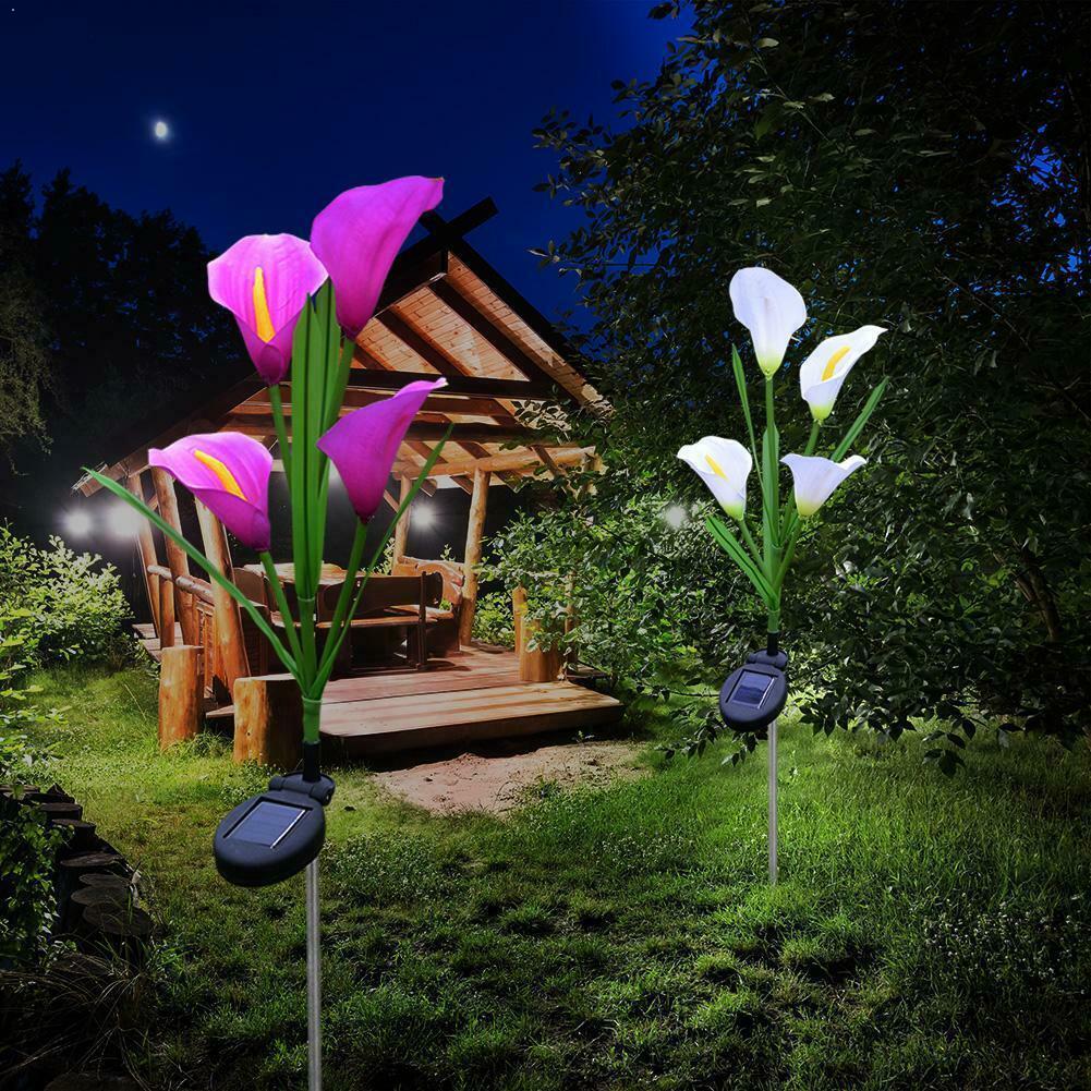 Solar Lily Flower Light Stake Solar Garden Lily Light Backyard Flowers Decorative Solar Flowers Light with 1 K1H5