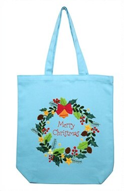 34*39Cm Halffabrikaten Leuke Kerst Kleur Canvas Tas Borduren Kit Handwerken Sets Voor Beginner Handgemaakte Canvas bag Xmas: wreath2