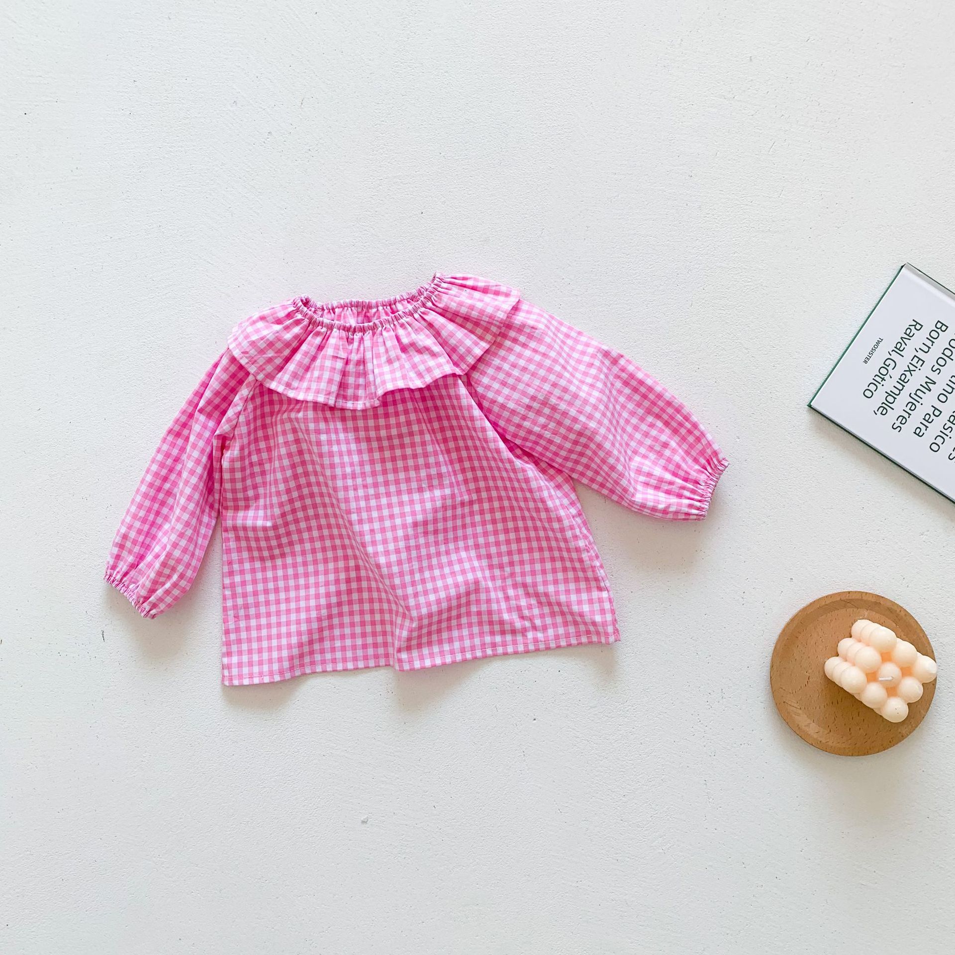 Ins Bébé T-shirts Printemps Automne Bébé Filles Plaid Dessus De Chemise Bébé Vêtements: YELLOW / 66cm