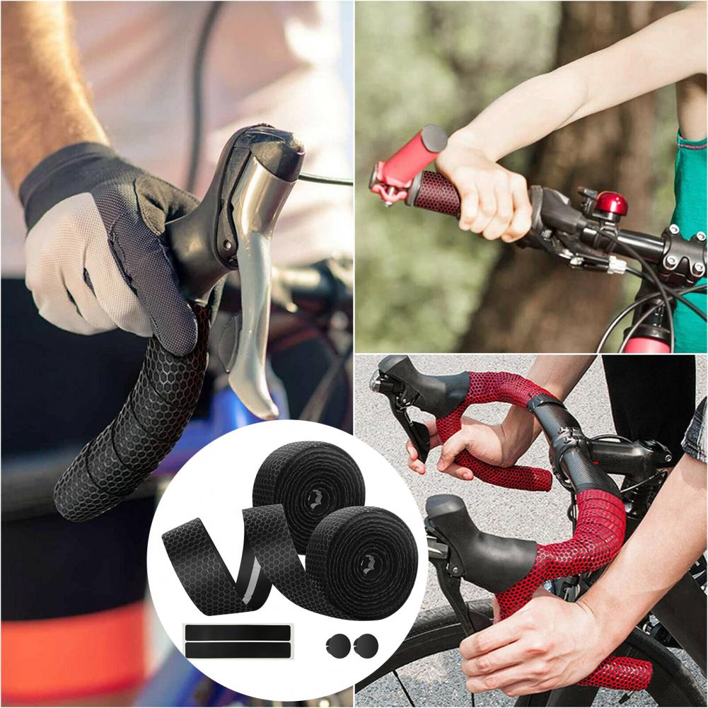 1 Set Bicycle Handlebar Tape Honeycomb Non-Slip Synthetic Sponge Bike Handle Bar Wrap for Outdoor Sports