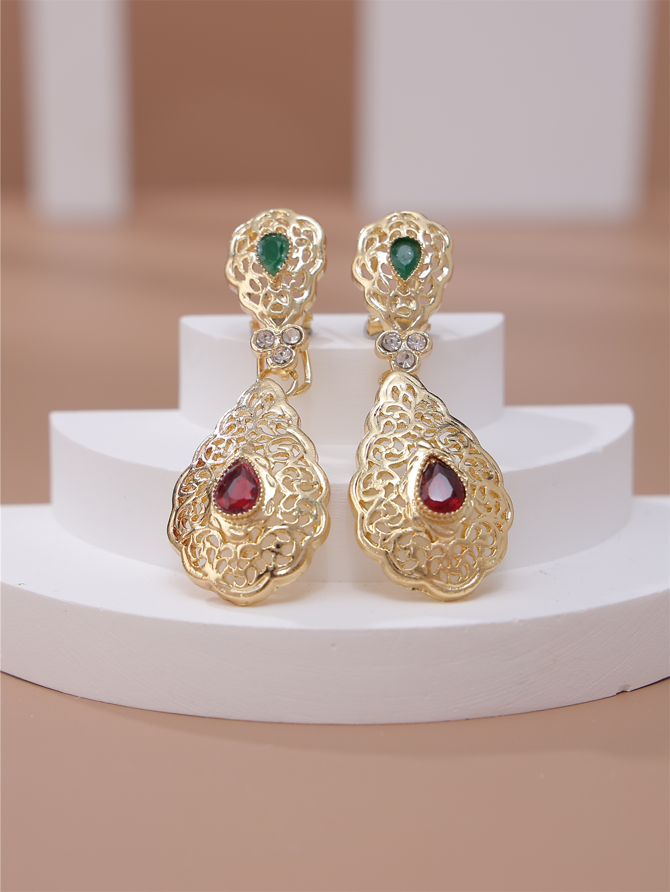 Pendientes decorativos nupciales marroquíes, joyería para las orejas de hueco, accesorios populares para mujeres para fiestas y festivales de bodas: PLATEADO