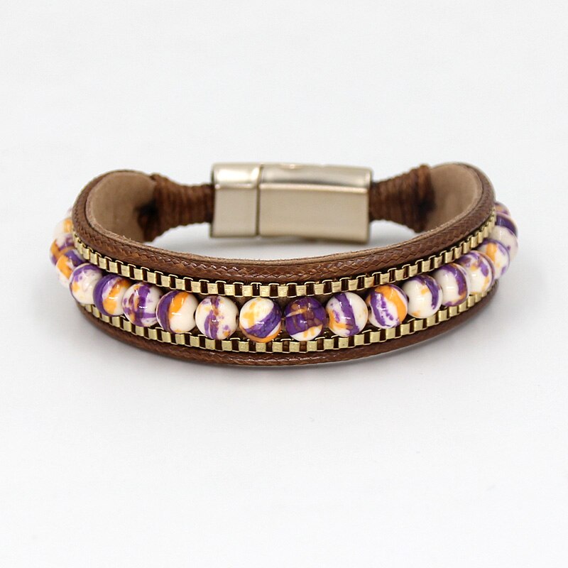 VONNOR Gioielli Braccialetti di Pietra per le Donne di Cuoio Dei Braccialetti Degli Uomini Perline Strsnd Braccialetto di Fascino