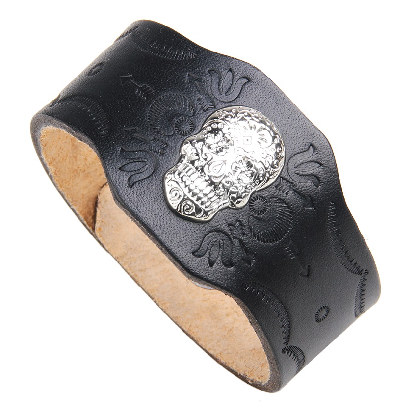 Moda szeroki mężczyzna skórzana bransoletka Trendy Alloy Metal Man bransoletki bransoletki geometryczne skórzane bransoletki biżuteria: colour 13