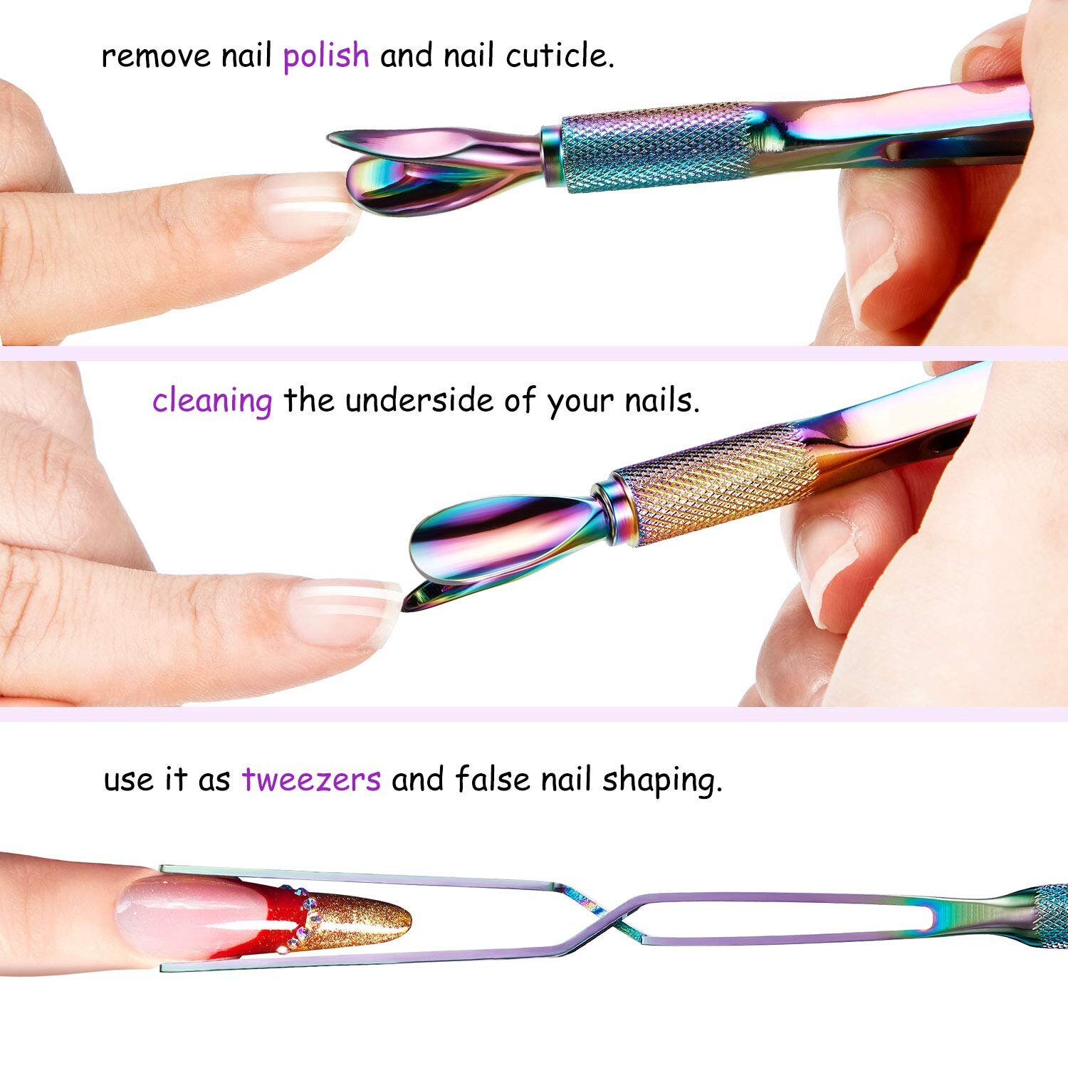 1 PCS Nail Pinching Tools Stainless Steel Nail Art Pincher Pinching Cuticle Pusher Multi-Functional Nail Shaping Tweezers