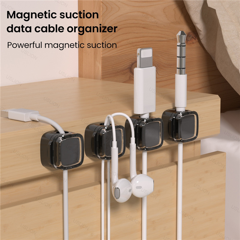 Kleurrijke 6-delige magnetische kabelclips Kabel Gladde verstelbare snoerhouder onder bureau Kabelbeheer Draadhouder Kabels Organizer