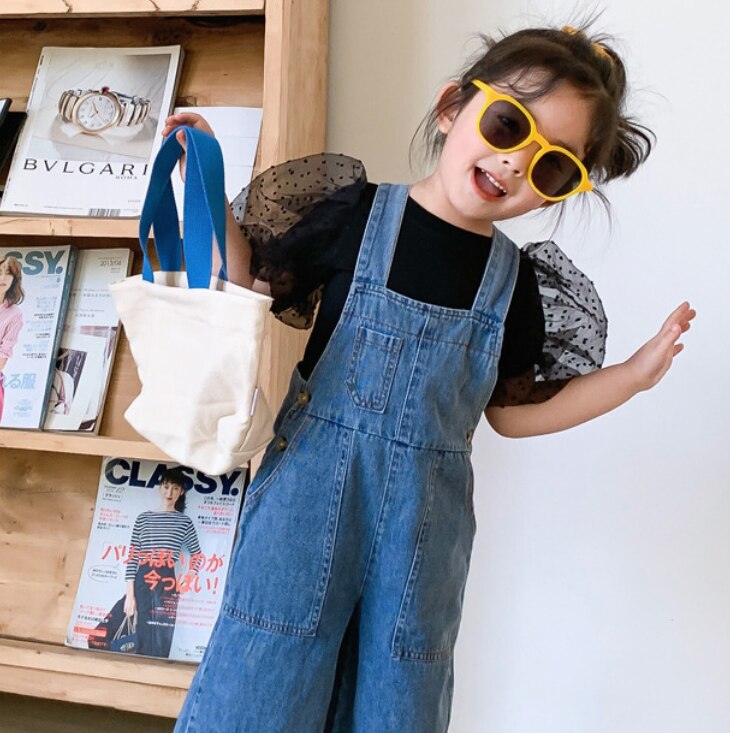 Baby boy flickoverall jeans vår barn bule haklapp overall byxor ledig mjuk tjej jeans jumpsuit barn breda ben