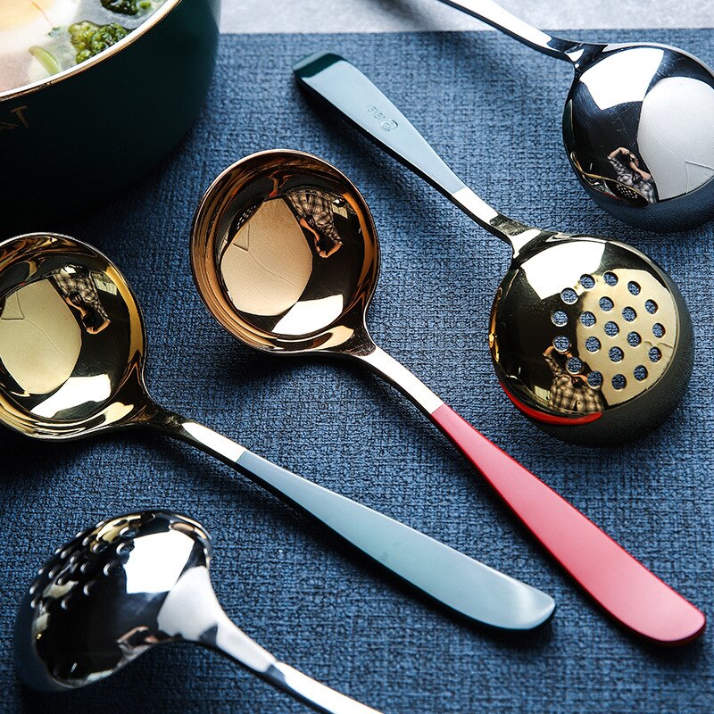 Stainless Steel Slottd Spoons Stirring Teaspoon Dessert Dinner Soup Spoons Ice Cream Fruit Spoon Cultery Tableware