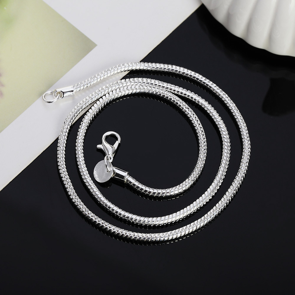 20-60cm Plata de Ley 925 3mm cadena de serpiente collar pulsera para mujer hombre joyería de compromiso de boda dijes lindos