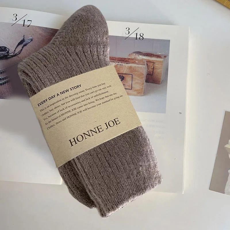 1/3 pares de Calcetines largos térmicos de lana y Cachemira para Mujer, ropa de casa para dormir, Calcetines gruesos y cálidos para Otoño e Invierno, Calcetines para Mujer: Azul cielo