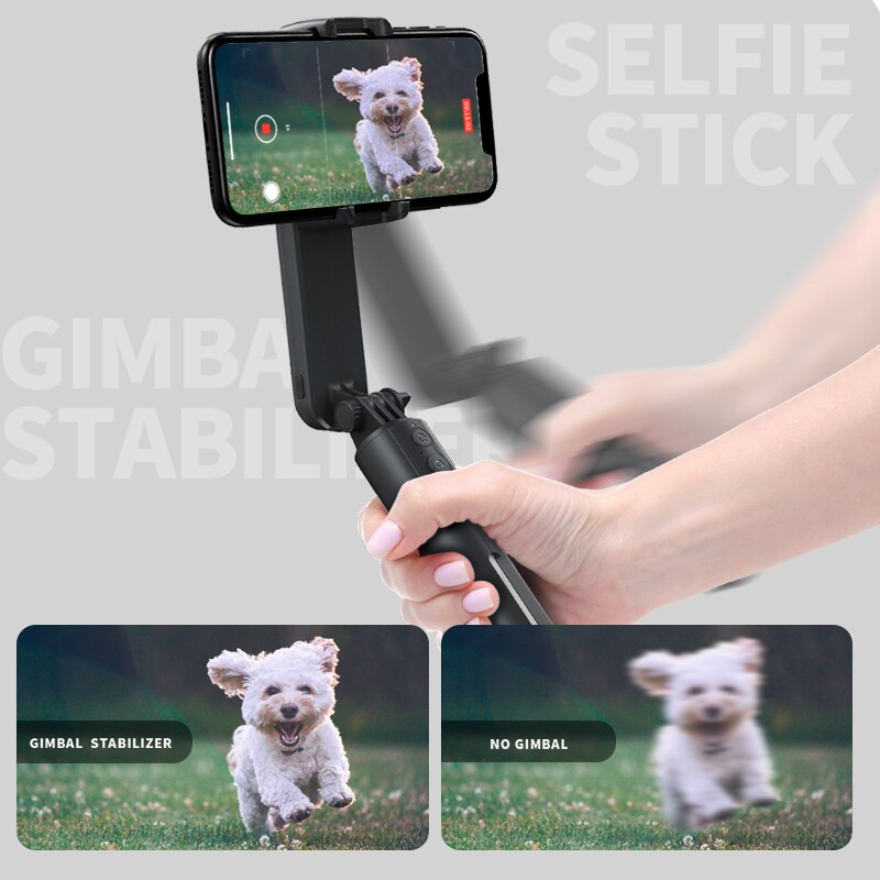 Mini Handheld Gimbal Stabilizer Met Licht Invullen Draadloze Afstandsbediening Draagbare Telescopische Selfie Stok Statief Voor Telefoon Houder Stand