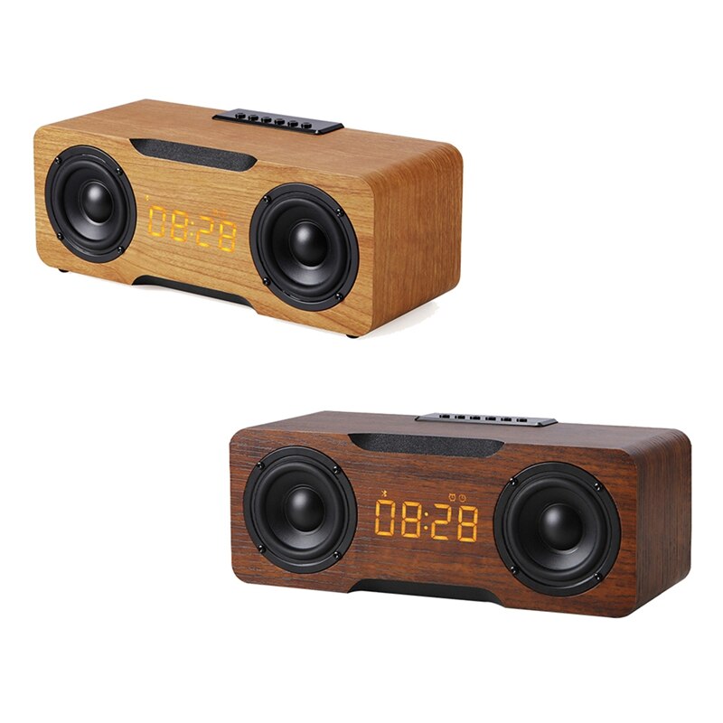 Wooden Sound Box Home Desktop Computer Wireless Bluetooth Speaker Alarm Clock Sound Bar Audio