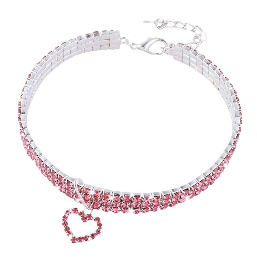 Collier pour chien et chat, mignon, à la , avec pendentif en os, strass scintillant, pour petite fille