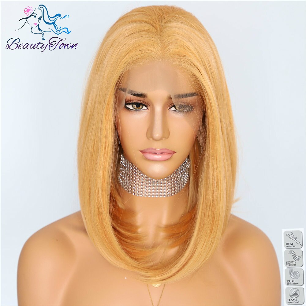 Beautytown abrikos gul 13 x 6 store blonder freepart futura varmebestandig ikke-sammenfiltring daglig makeup lag syntetisk blonde front paryk: Default Title