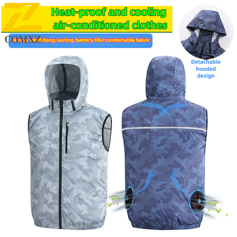 Herren-arbeitsweste mit Ventilator, ärmellos, wärmeableitend, für klimaanlagen und kühltechnik, geeignet für sommerfischen, tarnjacke