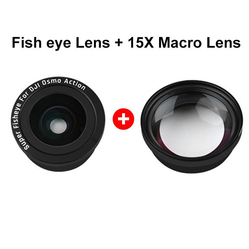 Kamera Externe 15X Makro Objektiv für DJI OSMO Aktion/180 Grad Fisheye Objektiv OSMO Aktion Kamera Zubehör: Makro und Fisheye