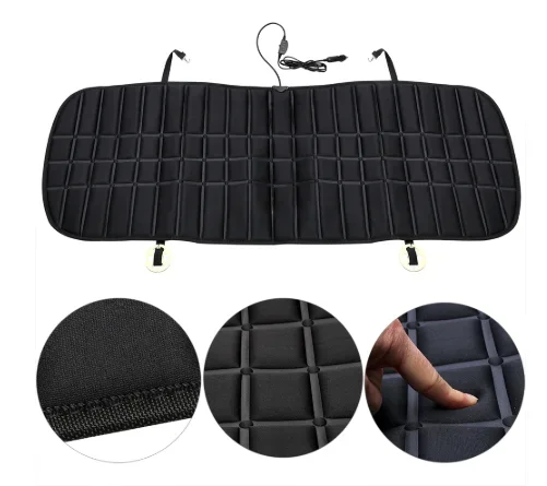 Juste de siège de voiture automatique métropolitaine, coussin de siège arrière, coussins chauffants, coussins chauffants, polymères de siège chauffants automatiques, coussin chauffant électrique, 12V: Black
