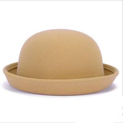 Retail Little Girls Fedora Hat Dome Cap Children Dress Hats Kids Caps Felt Hats Wool Felting Bowler Hat: Camel / Adult 56-58cm