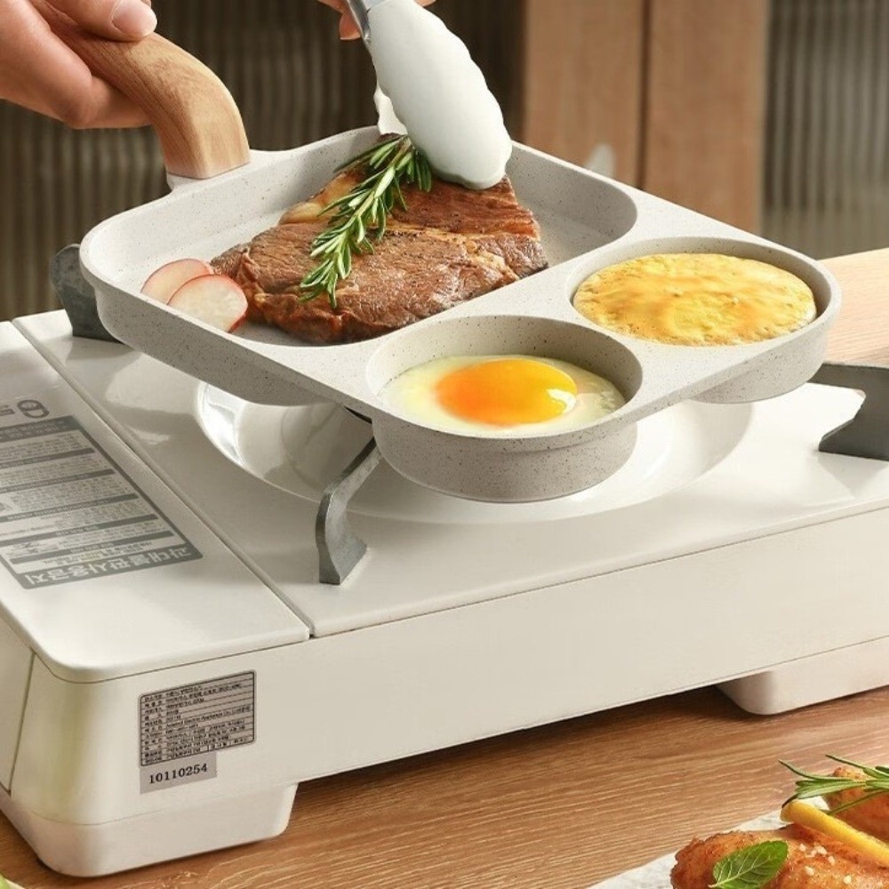Steakpan 3 in1 ontbijtkoekenpannen multifunctionele anti-verbrandings omeletpan compacte anti-aanbakpan keuken koken