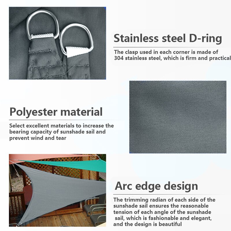 Waterproof Sun Shelter 300D Outdoor Yard Garden Shade Sails Triangle Large Swimming Patio Pool Canopy Camping Awning