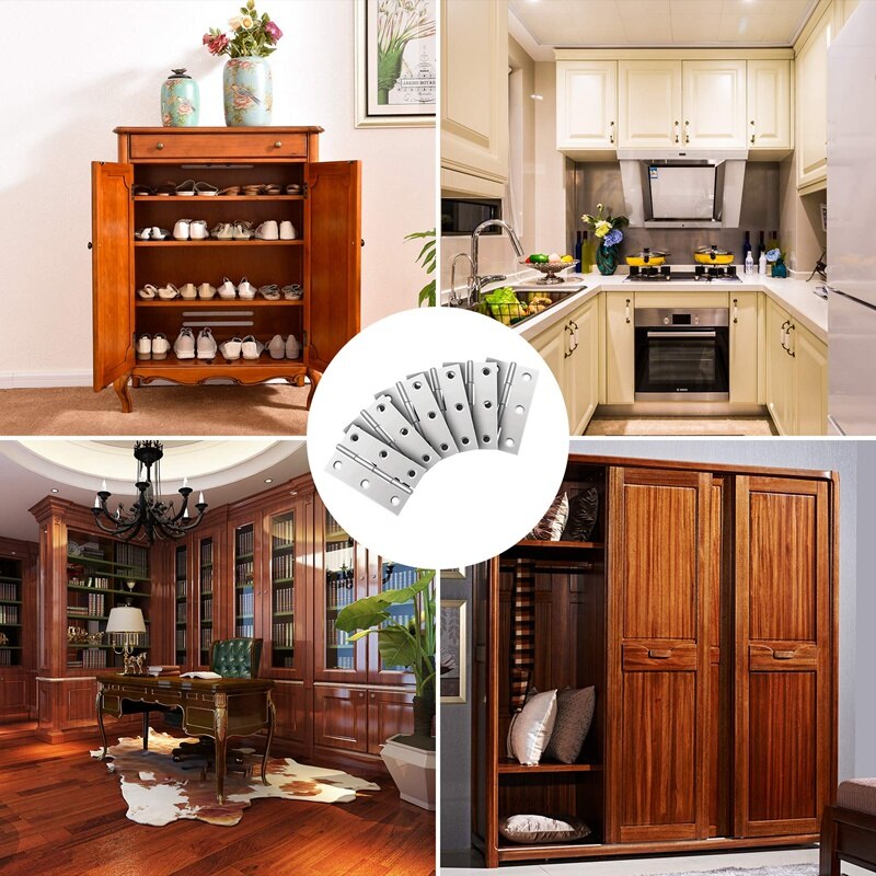 24 PCS 66mm Timber Door Hinges Stainless Steel Hinges for Internal &amp; External Doors Kitchen Cabinet Wardrobe with Screws