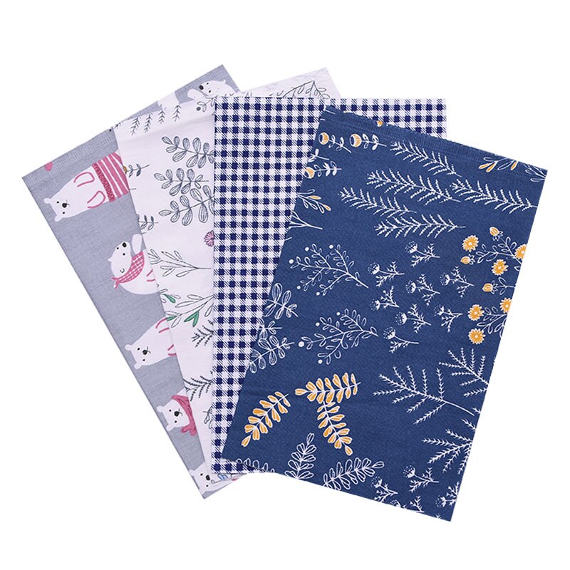 4Pcs 25x20cm Cotton Fabric Floral Print Mixed Style Handmade DIY Children Kids Sewing Patchwork Cloth Material