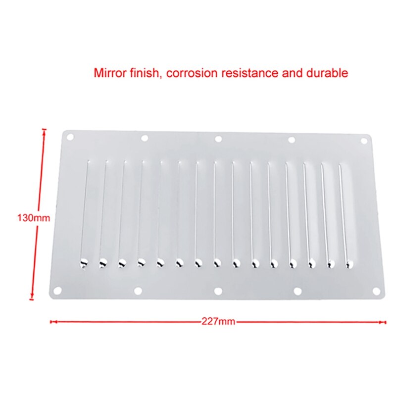 Stainless Steel 304 Marine Rectangular Venting Panel Air Vent Louver Grille Ventilation Louvered Ventilator Grill Cover