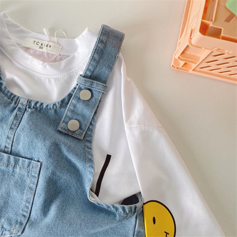 Salopette enfants printemps automne garçons filles ample grande poche denim salopette enfant en bas âge enfants combinaison tout-match