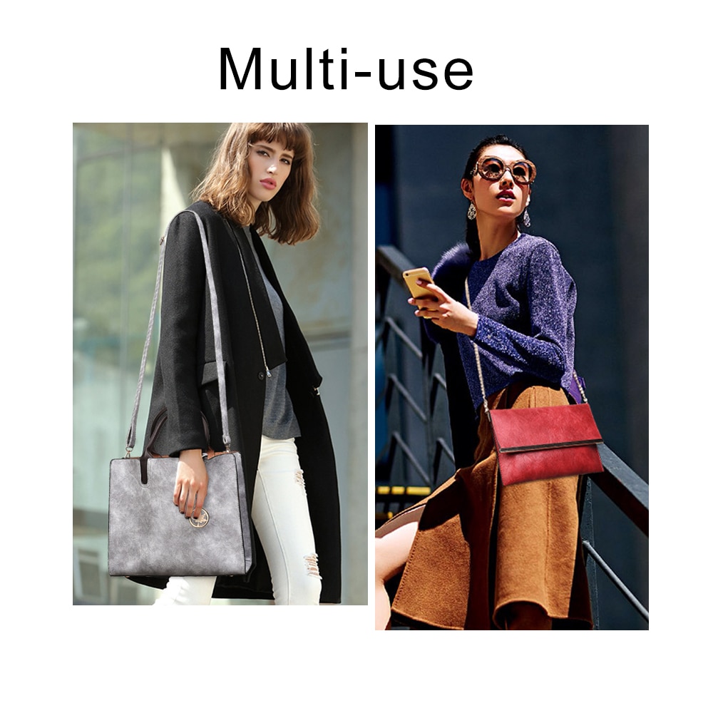 Herold Frauen Taschen einstellen 3 Stck Große lässig Tote Taschen Leder Weibliche Schulter Tasche Damen Handtasche + Umhängetasche + geldbörse Sack