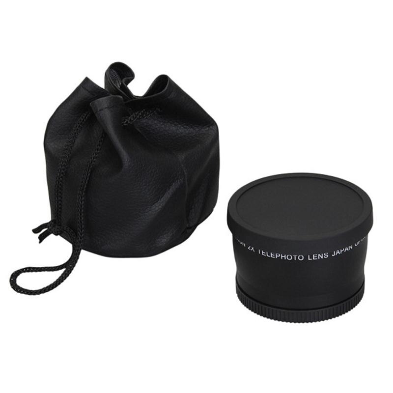 58mm 2.0X Telelens + Voor & Achter Cap + PU Lederen Tas voor Cannon 550D 600D 650D 700D 1100D 450D 500D 1000D 18-55mm Lens