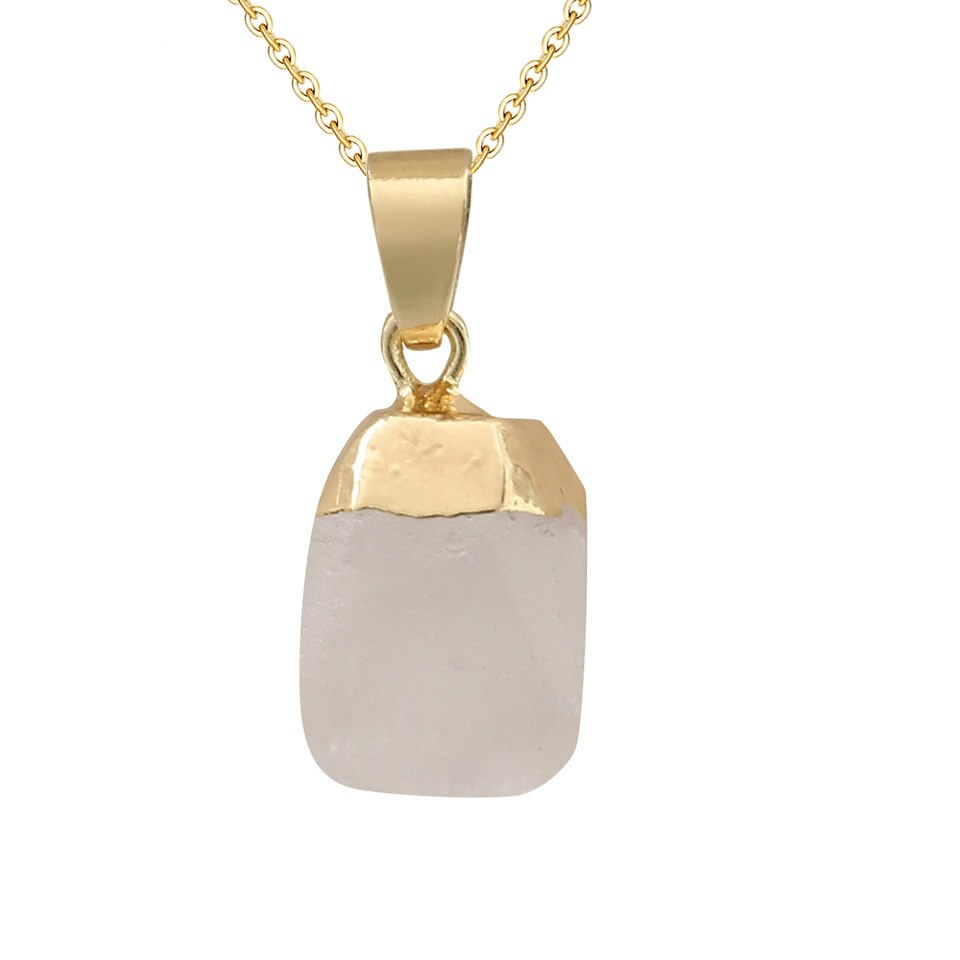 2020 di modo di Opal Pietra del Cubo Irregolare Collane di Cristallo Naturale Rosa di Cristallo Del Pendente Del Choker Della Collana Dei Monili Della Boemia per Le Donne: White crystal