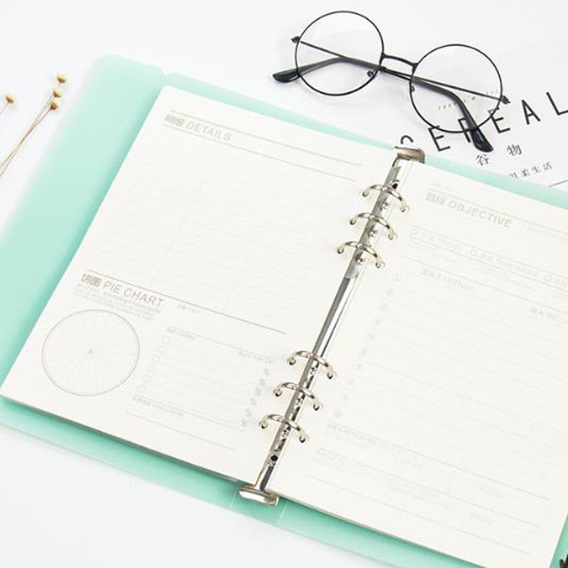 Yiwi A5 Roze Blauw PVC Notebook Accessoire Vel Shell Kantoor School Briefpapier Transparante Beknopte 6 Gaten Bindmiddel Planner Cover