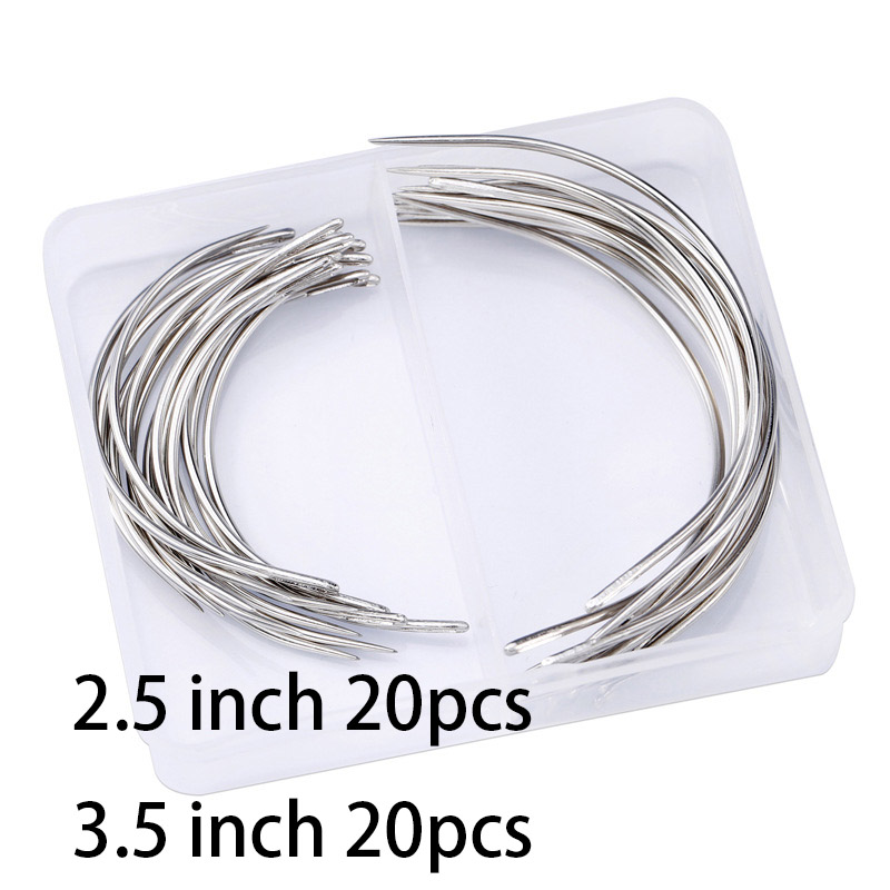 20/40/60/100Pcs C Type Curved Mattress Needles Hand Sewing Home Leather craft Repair Sewing Needle: 40pcs(2.5)(3.5)inch