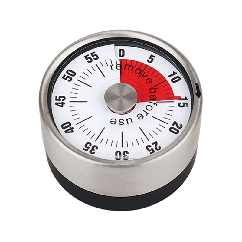 Stainless Steel Kitchen Timer with Magnetic Base 60 Minutes Round Dial Countdown Cooking Timer Alarm Mechanical Time Reminder