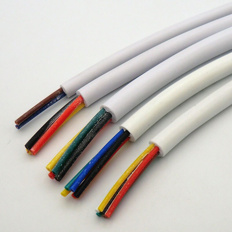 Hvid ledning blød kappe kabel 2,3,4,5,6 kerne 0.12,0.2, 0.3 mm² 27,24,22,20 awg signal linje ekstrudering producere iltfrit kobber 10m
