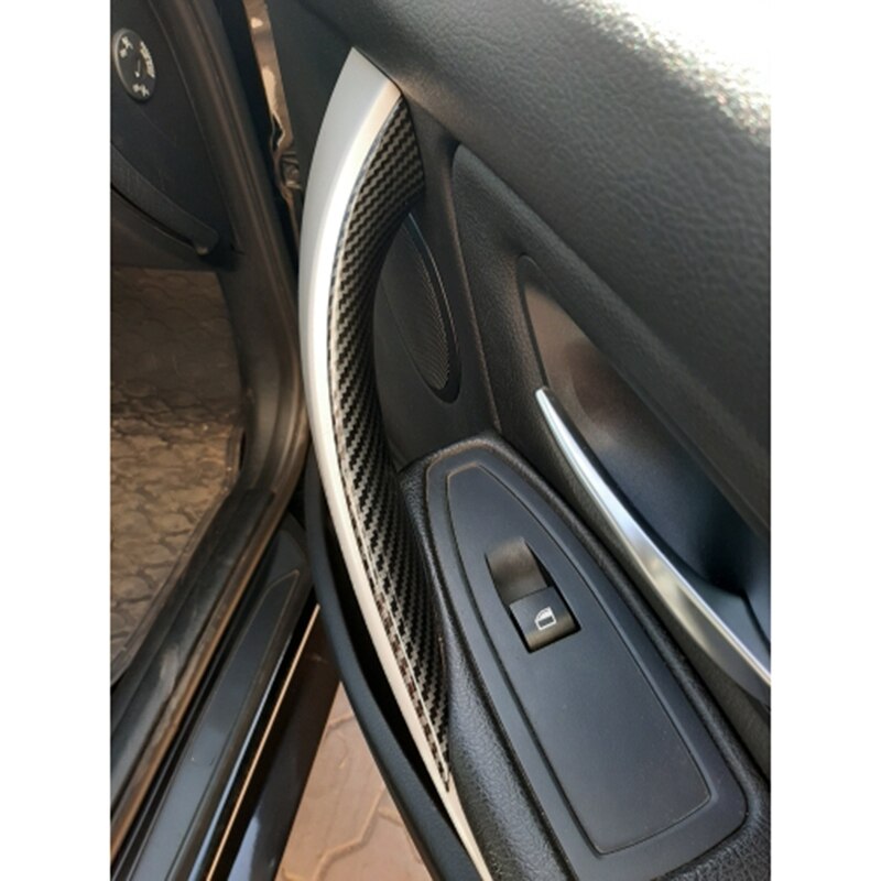 4 stk bil styling indvendigt dørhåndtag i kulstofstil træk beskyttende rammedæksel til bmw 3 4 serie  f30 f35