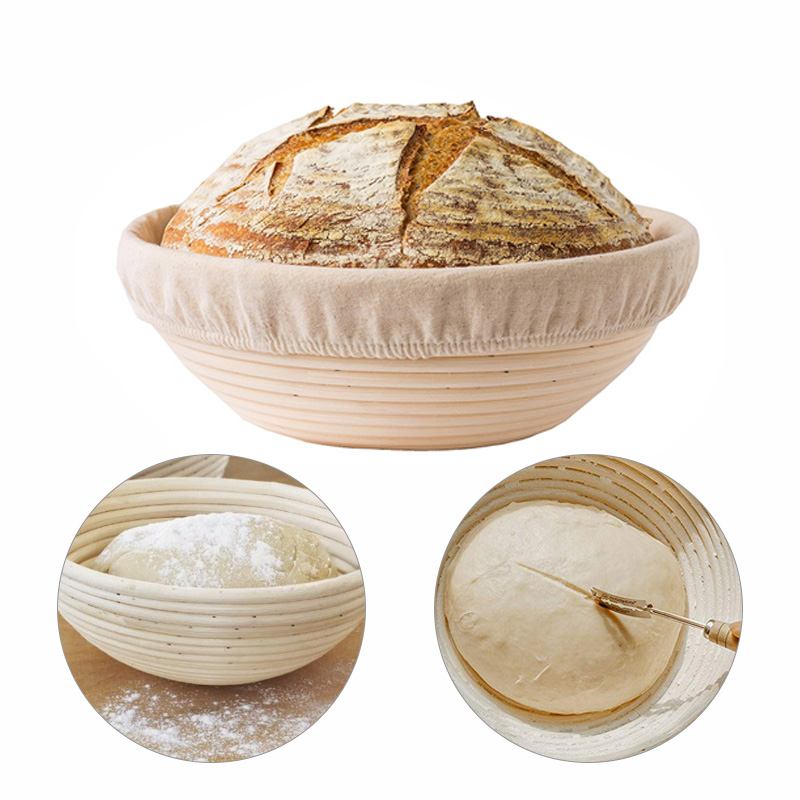 Natural Rattan Bread Proofing Basket Oval Rattan Wicker Dough Fermentation Sourdough Bread Basket With Trimming Knife