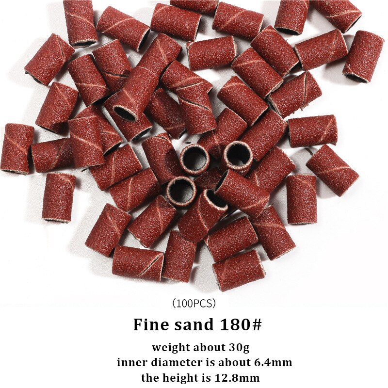Cabezal cilíndrico para pulir uñas, pulir ruedas, pulir, especial, anillos de pulido, taladro de uñas, herramienta de manicura, 80 #120 #180 #50/100 paquete: 100pcs180