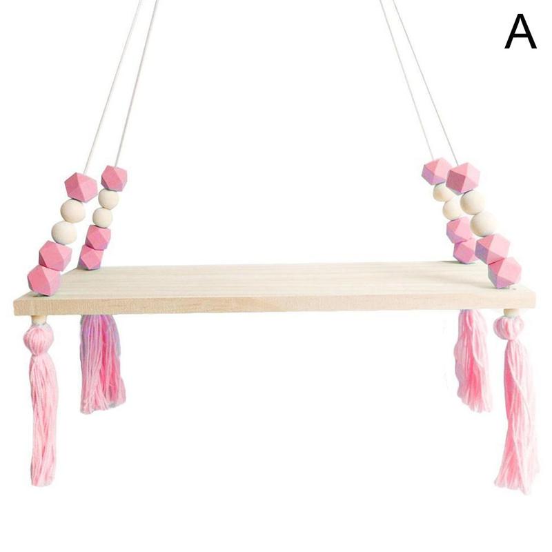 Nordic Stijl Opslag Display Plank Houten Plank Muur Opknoping Ornamenten Kwastje Kralen Hanger Voor Kinderkamer Decoratie Foto Props: A
