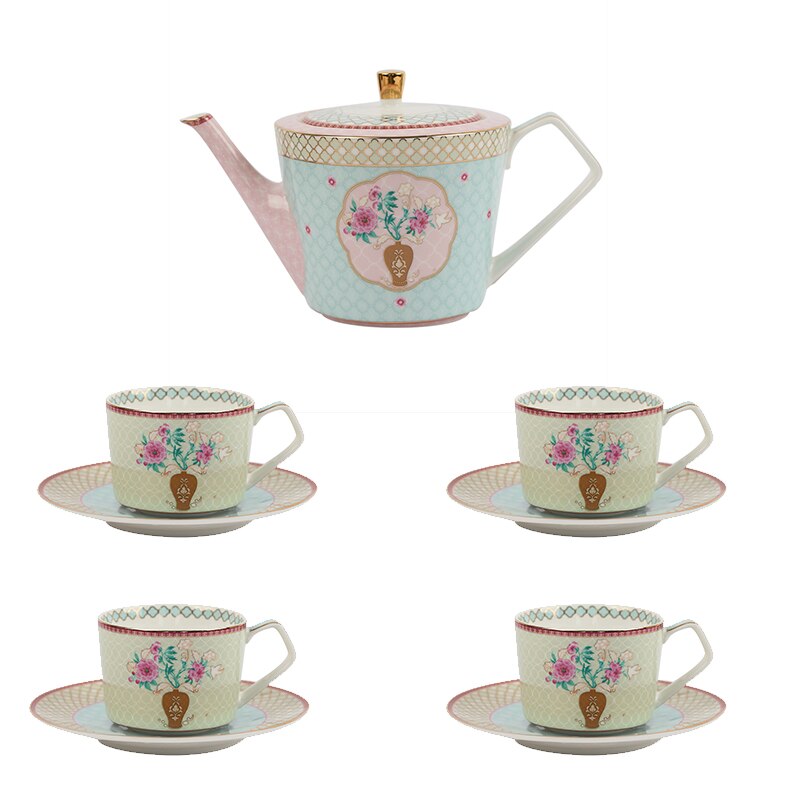 Luxury Tea Coffee Cup and Saucer Set Tea Porcelain Tea Coffee Cup Set Ceramic Espresso Tazza Home Drinkware AB50SX