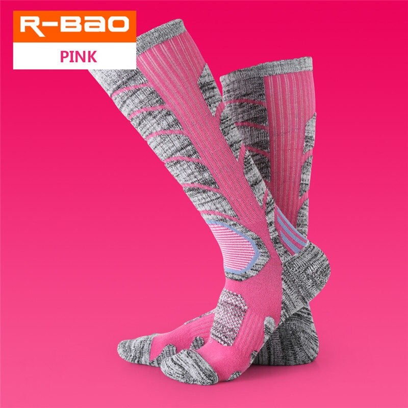 RB3301 Outdoor Skiing/Hiking Socks Terry Sole Thicken Keep Warm Breathable Wear-Resisting Sports Socks: Pink / M