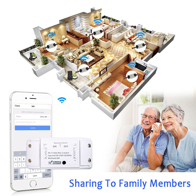 WiFi Smart Light Switch Breaker Timer Wireless Tuya Smart Life APP Remote Control Works With Alexa Google Home Smart Home