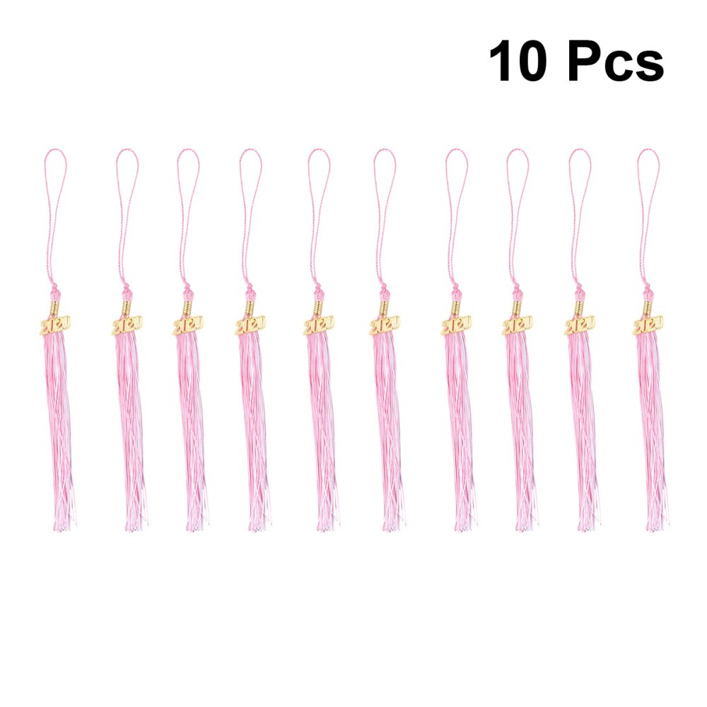 10pcs Tassel Academic Decorative Season Cap Graduation Hat Hanging Ornaments Honor Tassel Pendants: Pink White