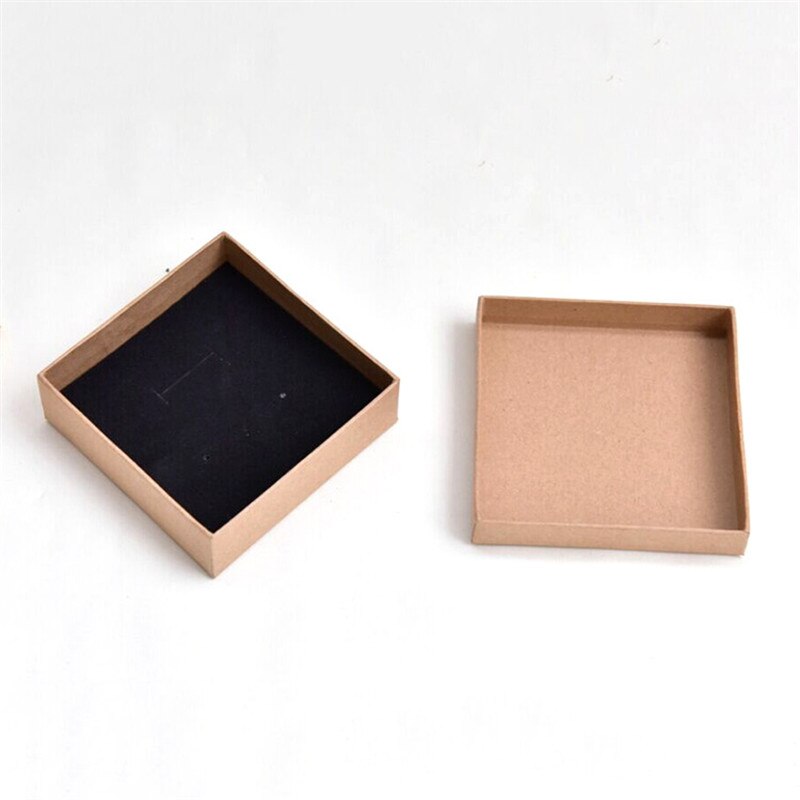 DoreenBeads Schmuck Boxen Papier Box Vintage Braun Schwarz Ring Halskette Box 9*9*3cm Kraft Papier japanisch Einfache Stil 1 Stück