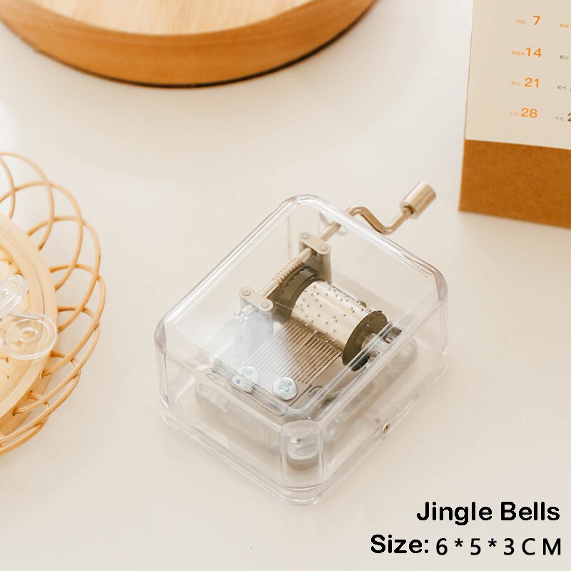 Birthday Transparent Music Boxes Hand-cranked Clockwork Music Box Mini Retro Clockwork Music Box: Jingle Bells