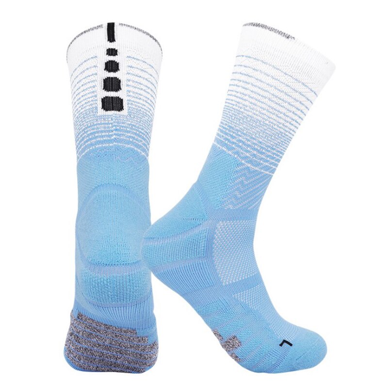Calcetines de baloncesto Elite Crew Dry Fit para hombre, medias gruesas con almohadilla de cojín de felpa suave, calcetines deportivos de Color contrastante: Blue white