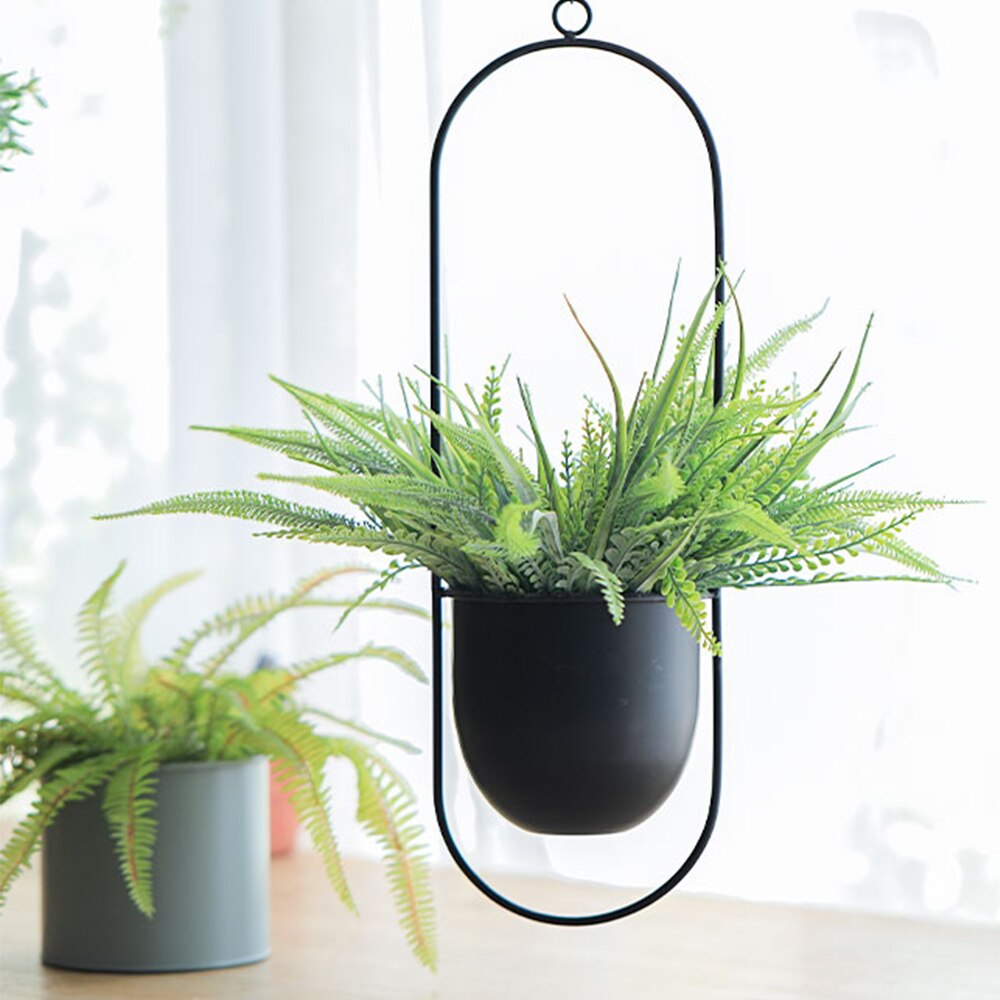 Hanging Flower Pot Chain Set - 2 Pcs Metal Iron Basket Hanger - Wall Mount Balcony Decor