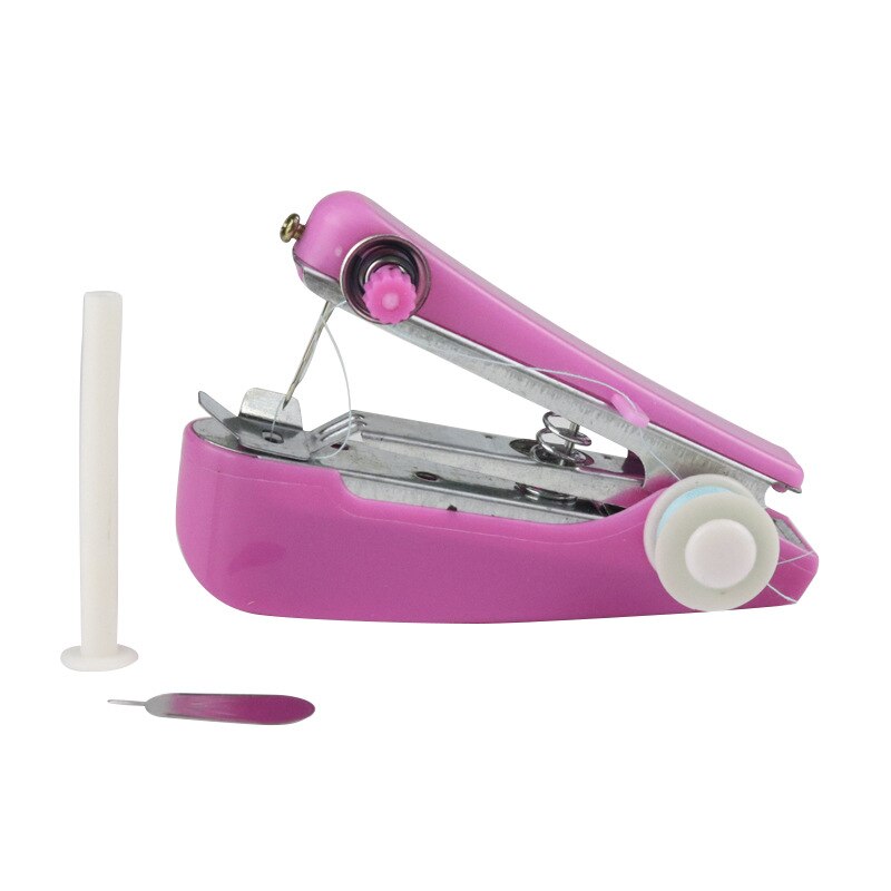 Portable Mini Manual Sewing Machine Simple Operation Sewing Tools Home Quick Handy Stitch Embroidery Portable Needlework Tool: Pink