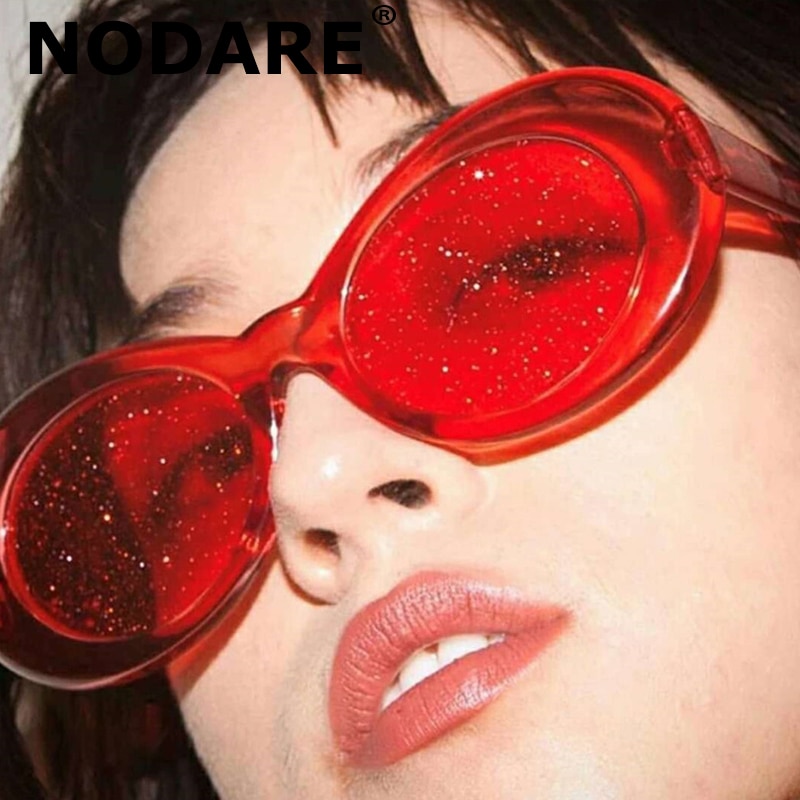 Nirvana Kurt Cobain Sunglasses Women Clout Goggles Pink Oval Sun Glasses Classic Fahion Female Clear Lens Mirror Eyewear UV400
