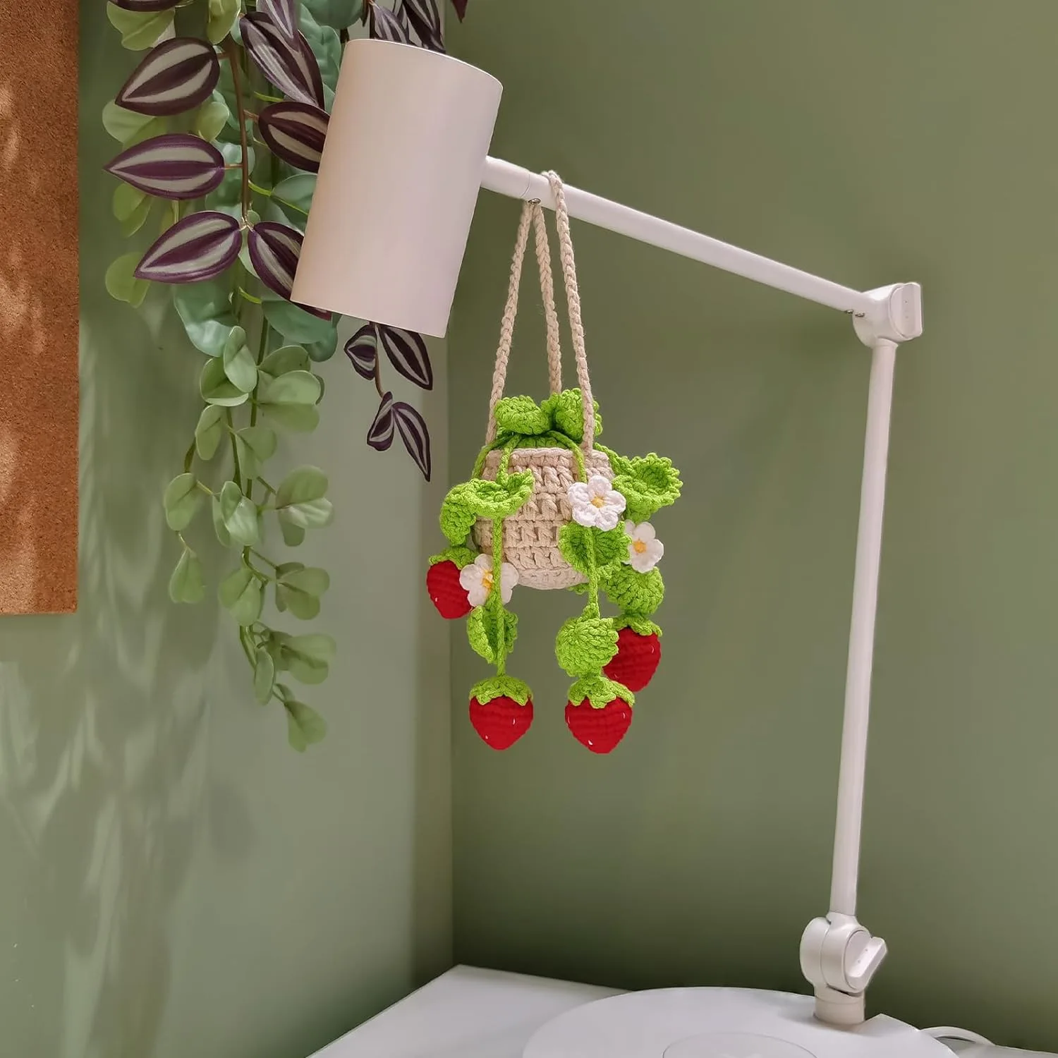 Auto Bloem Gehaakte Hangende Mand Creatieve Auto Spiegel Opknoping Accessoires Home Decor